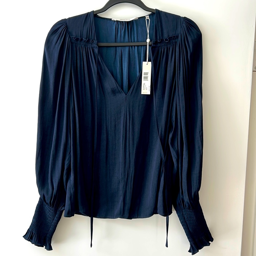 Rebecca Taylor navy blouse NWT sz S